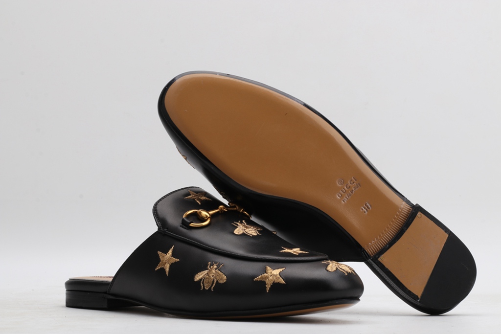 Princetown embroidered leather slipper